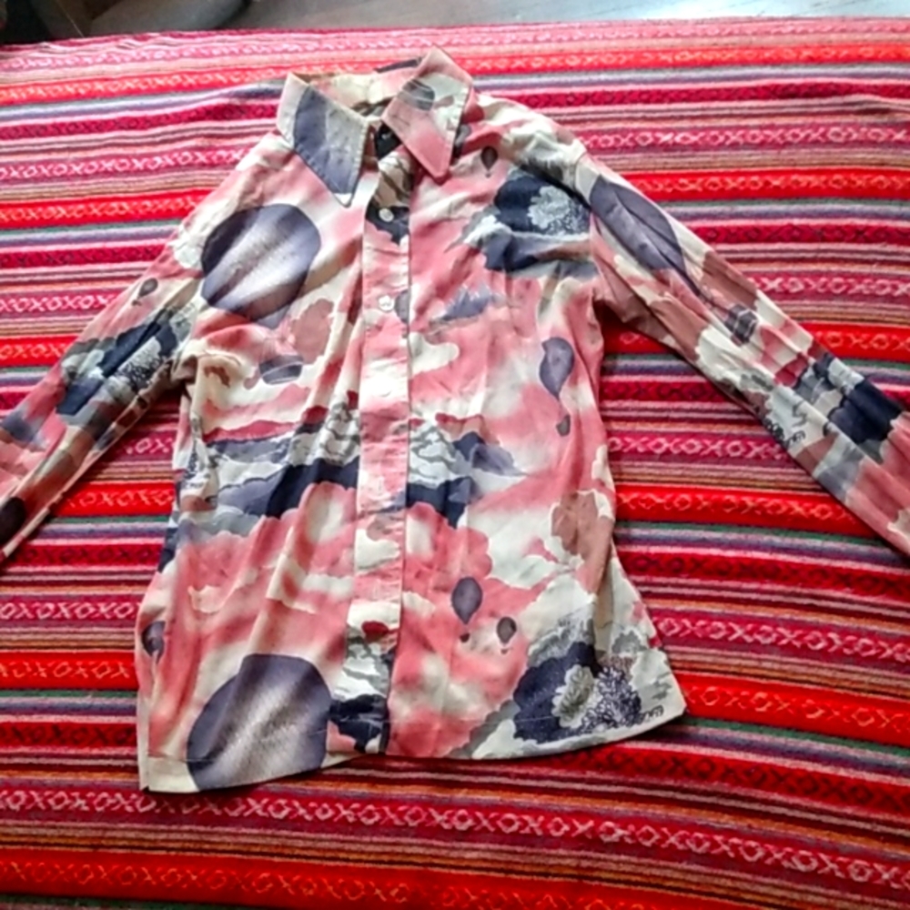 Vintage 60s/70s Longsleeve Button Down Top Xxs